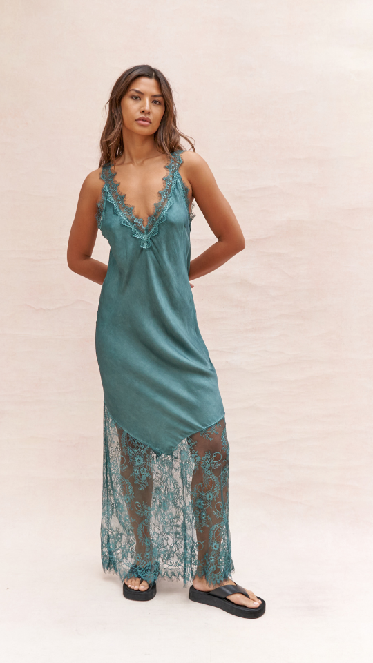 Solange Slip Dress - Emerald