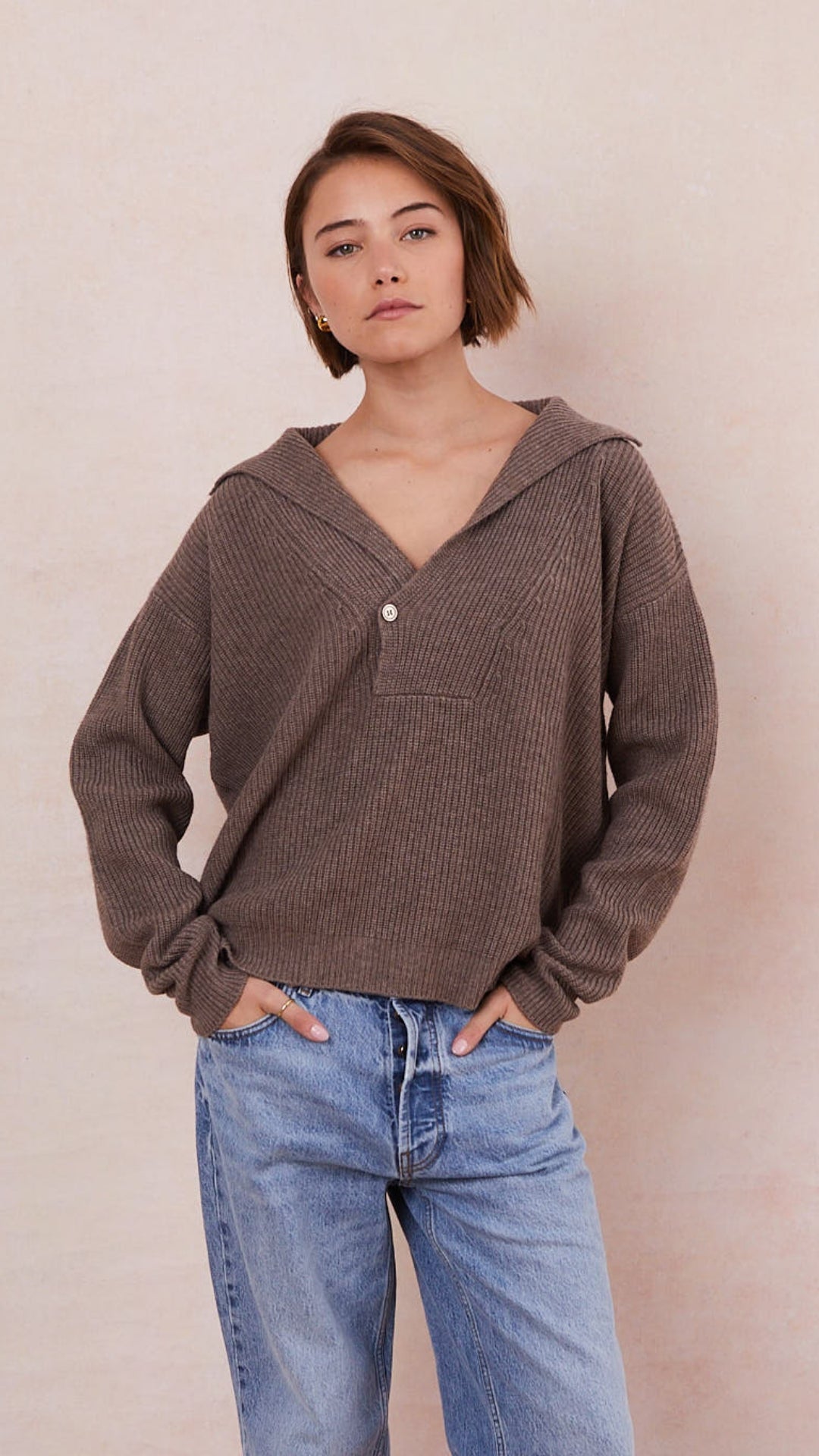 Quinn Cashmere Blend Sweater - Taupe