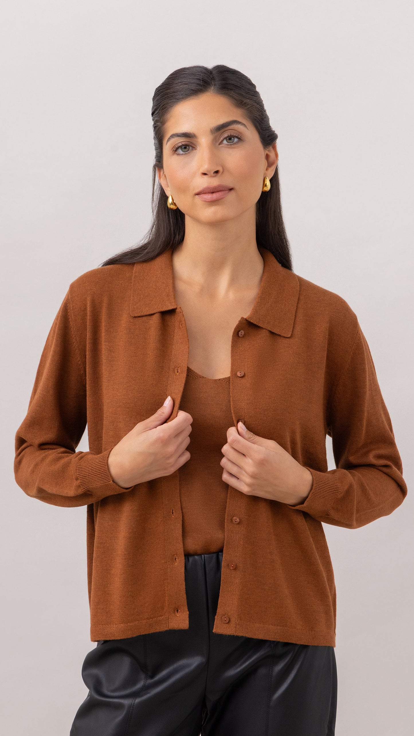 Kora Knitted Twin Set - Terracotta