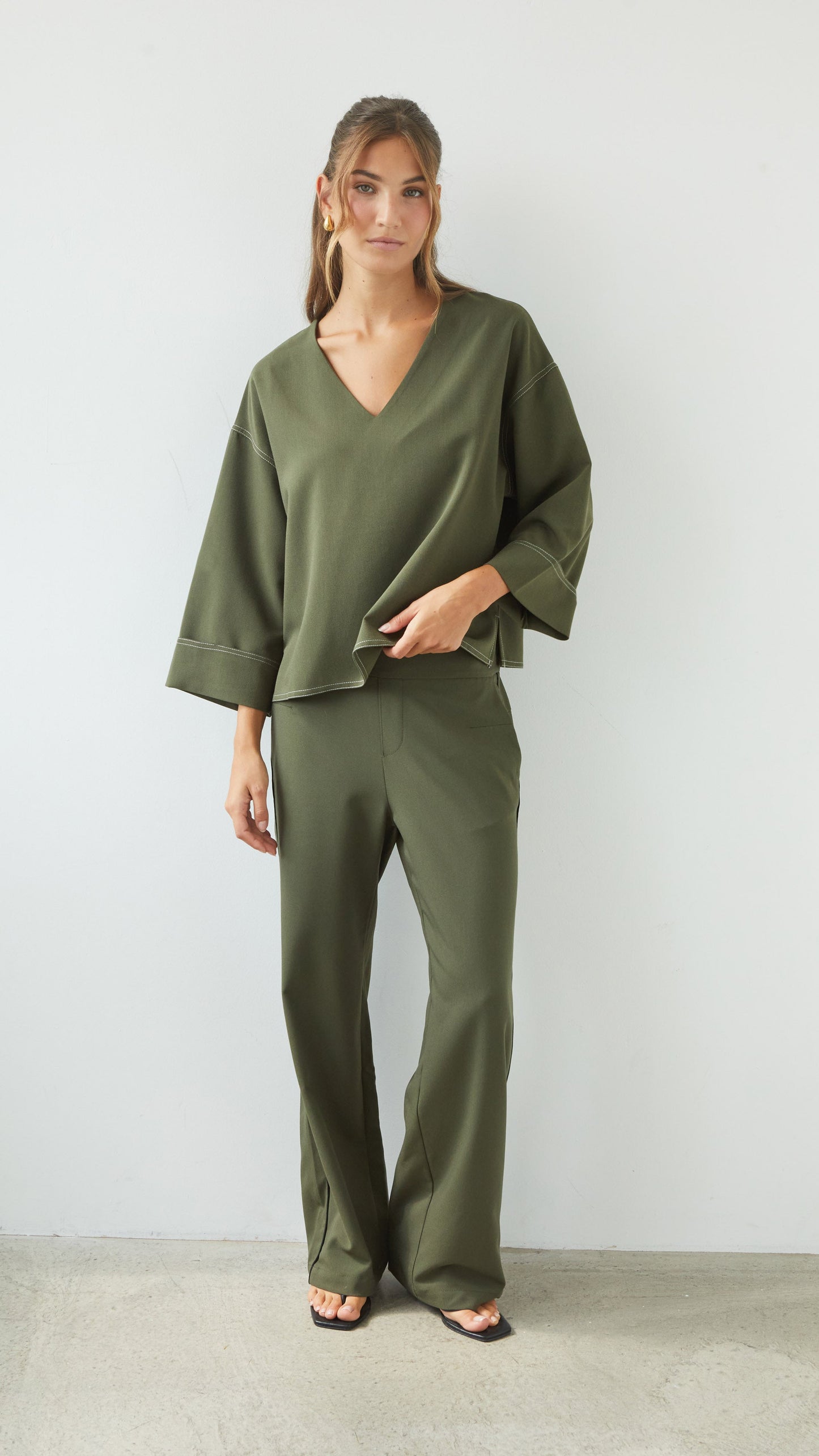 Kim Crepe Trousers - Khaki