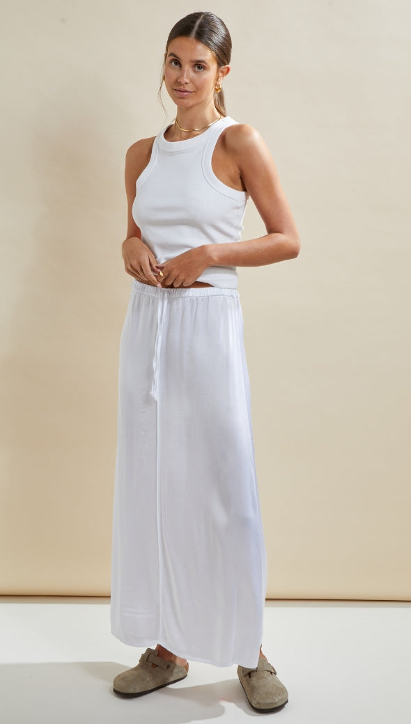 Phoebe Satin Skirt - White