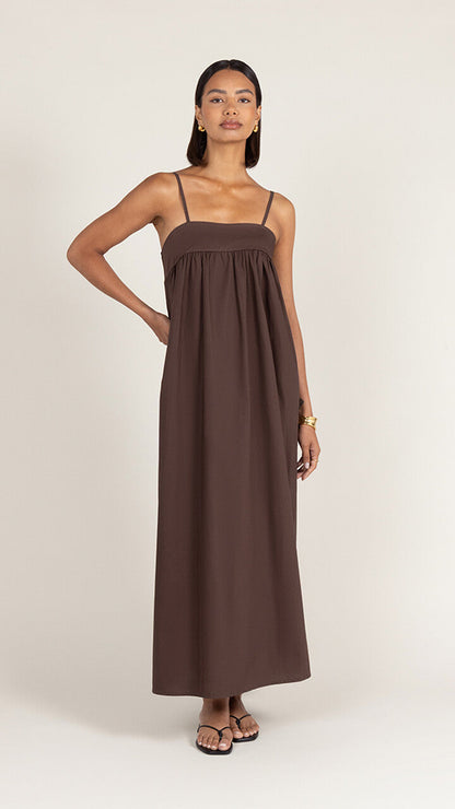 Tara Cotton Dress - Espresso