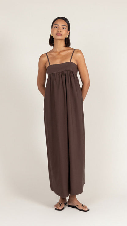 Tara Cotton Dress - Espresso