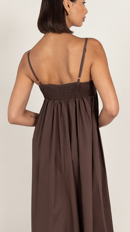 Tara Cotton Dress - Espresso