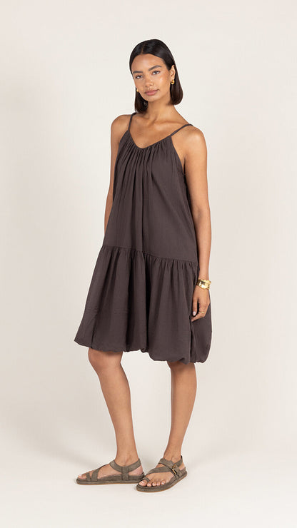 Liora Cotton Short Dress - Espresso
