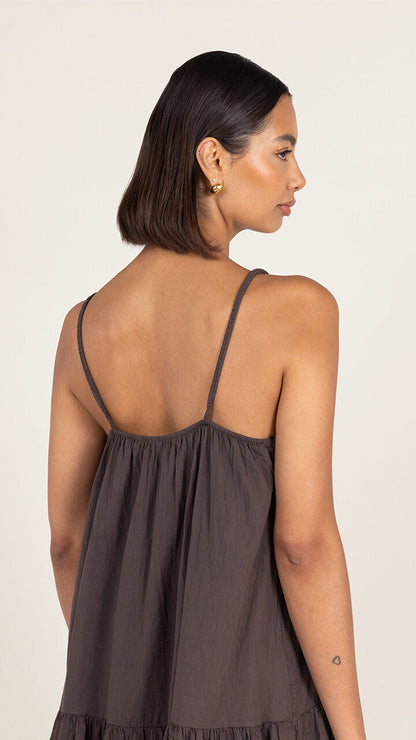 Liora Cotton Short Dress - Espresso
