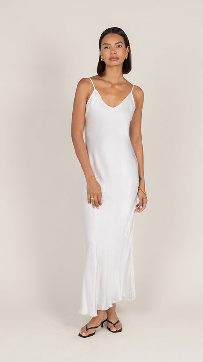 Lana Satin Dress - Pearl