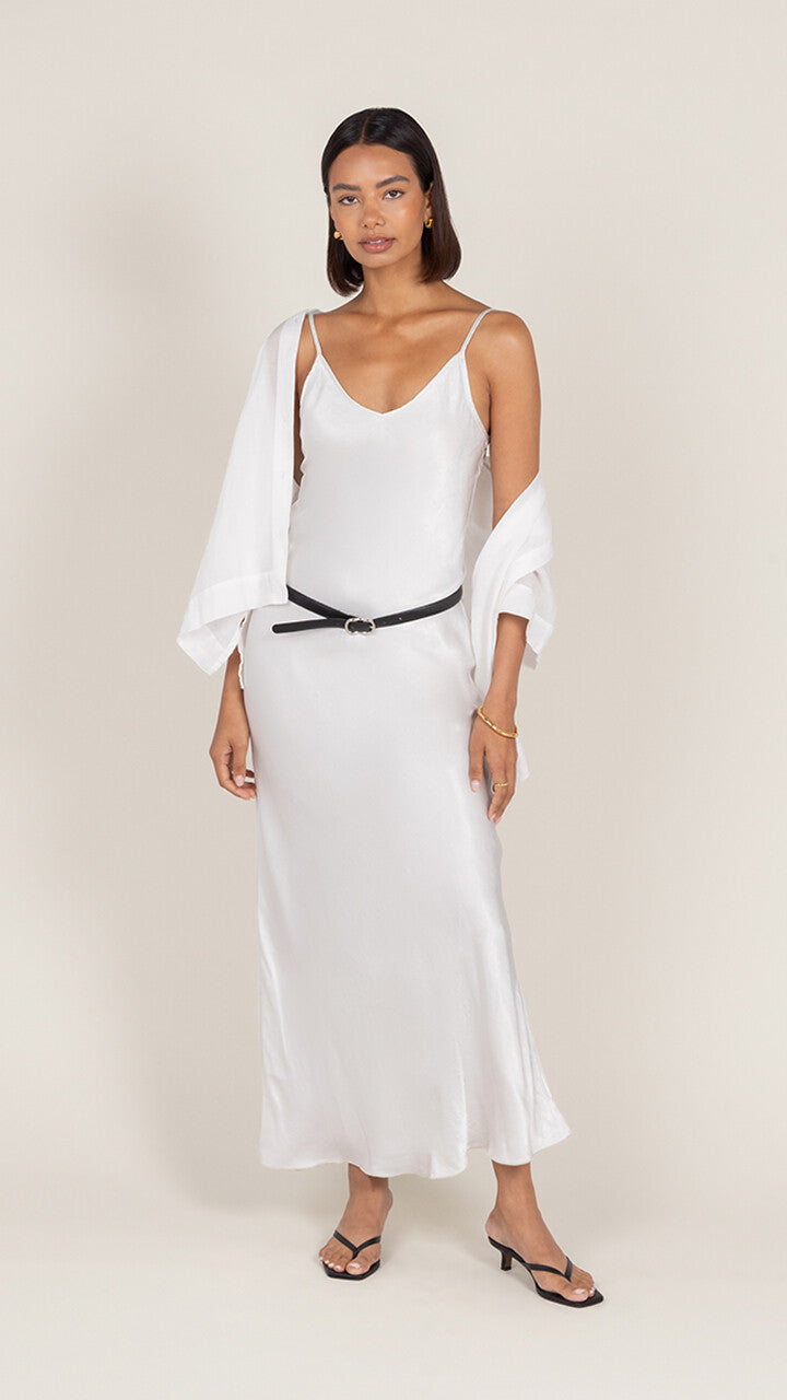 Lana Satin Dress - Pearl