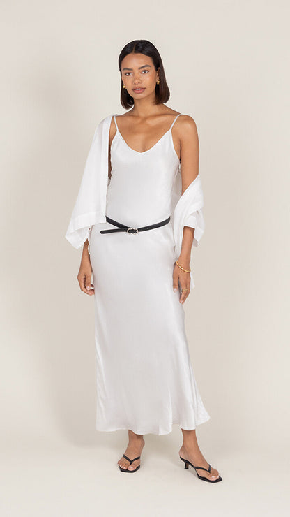 Lana Satin Dress - Pearl