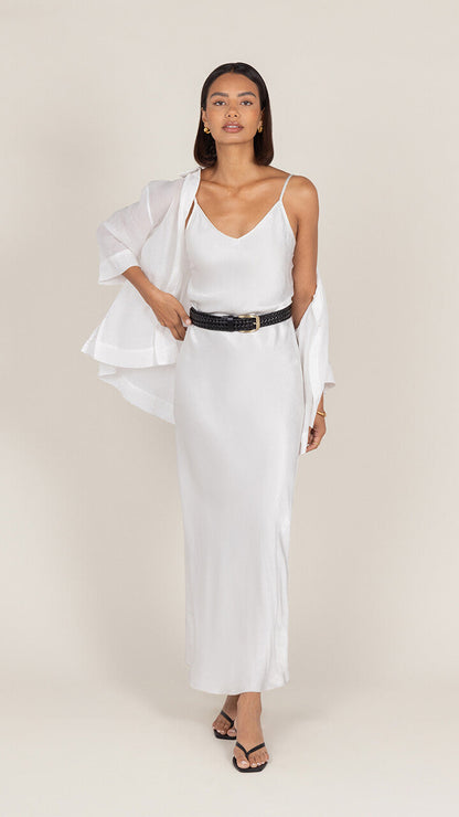 Lana Satin Dress - Pearl