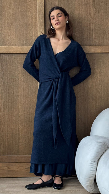 Keira Knit Wrap Dress - Midnight