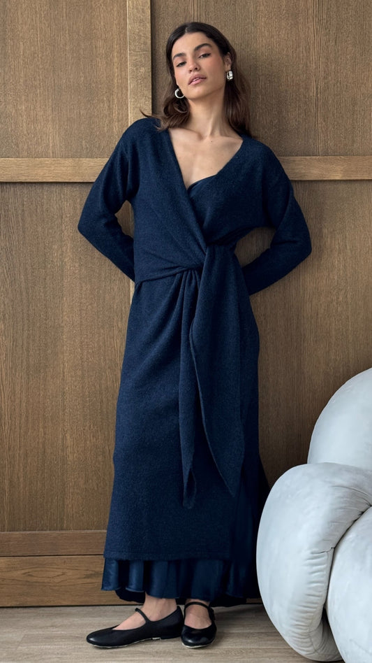Keira Knit Wrap Dress - Midnight