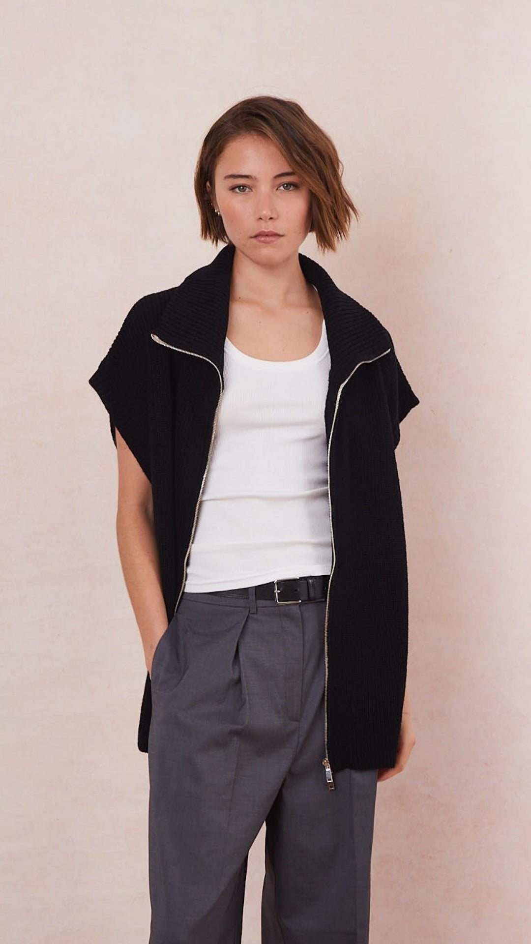 Millie Sleeveless Knit Cardigan - Black