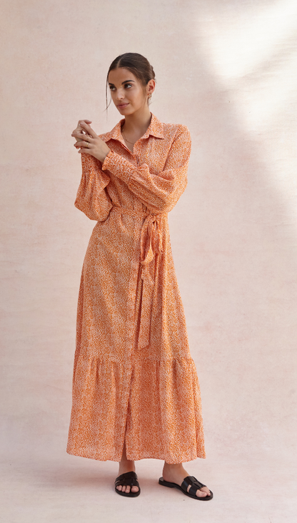 Alina Shirt Dress - Auburn Print