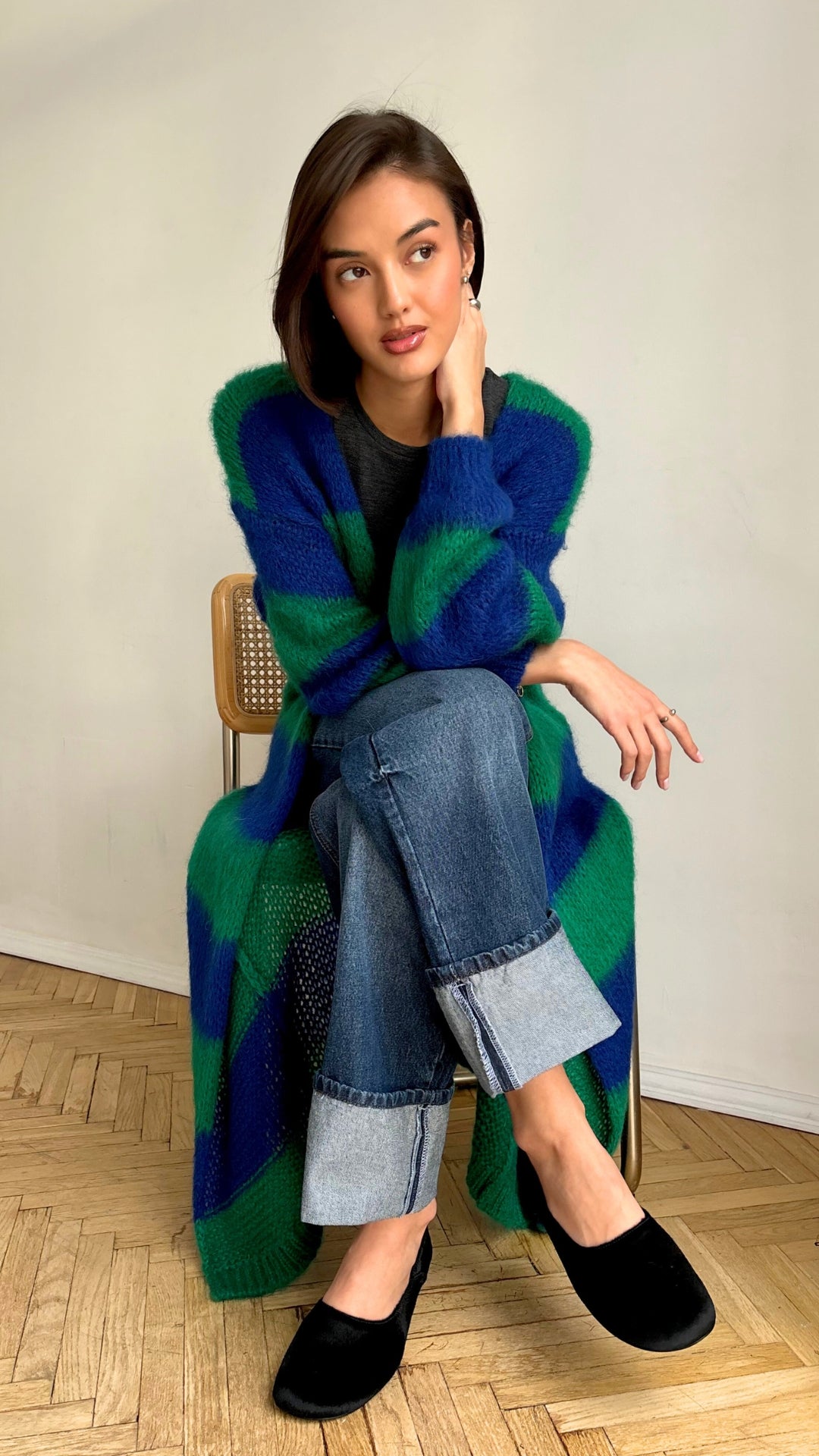 Kay Cardigan - Emerald Blue Marine Stripes