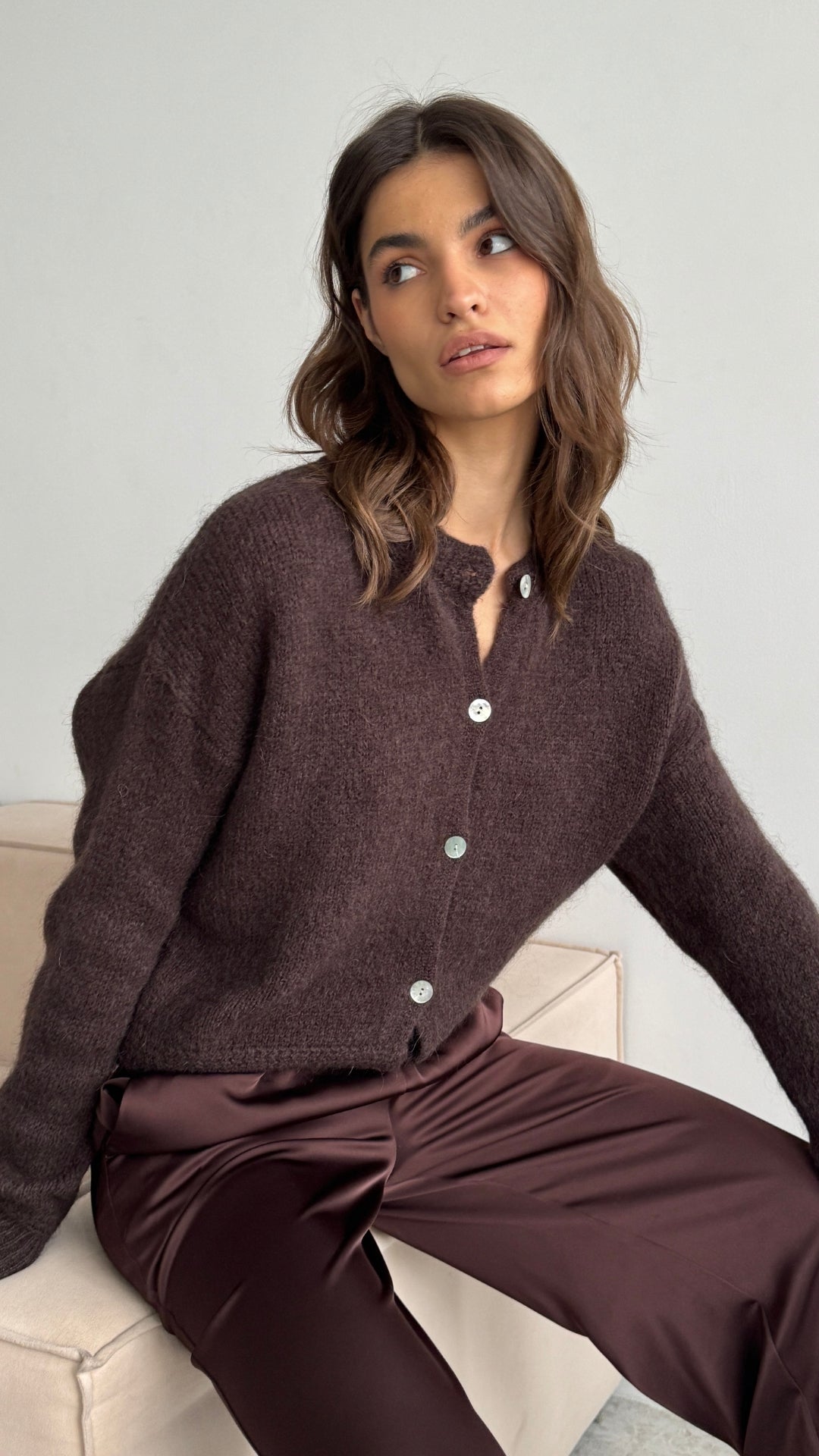 Reyna Cardigan - Dark Espresso