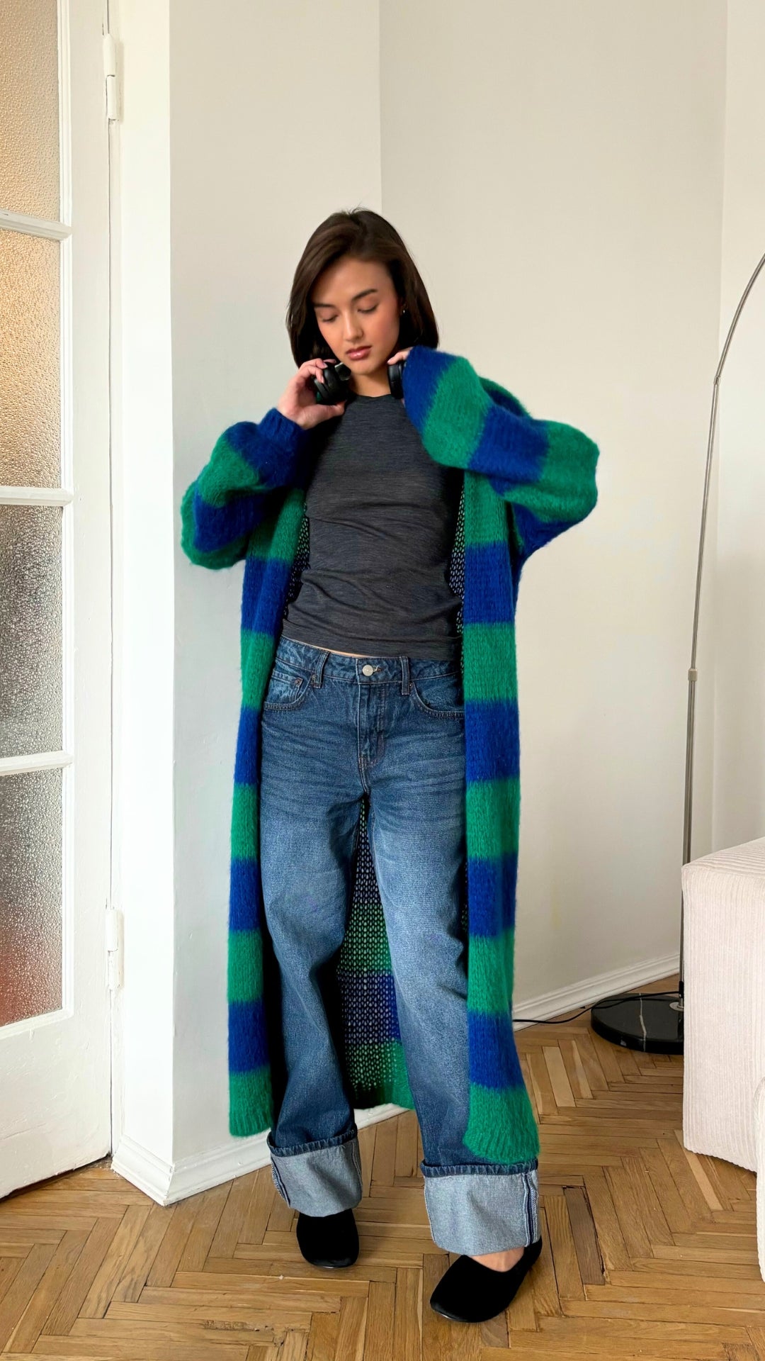 Kay Cardigan - Emerald Blue Marine Stripes