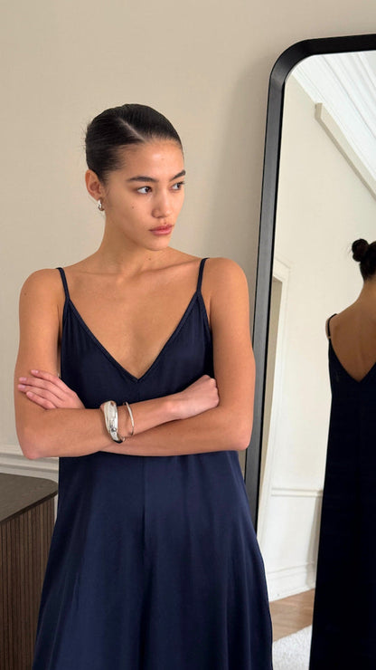 Natalie Satin Jumpsuit - Deep Blue