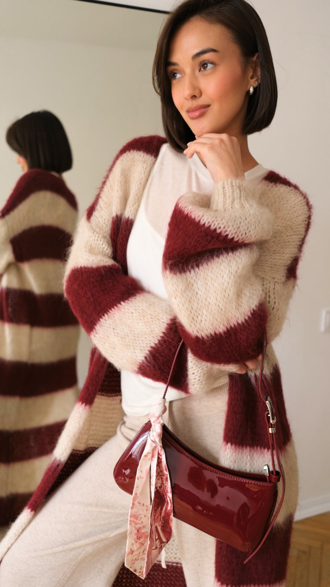 Kay Cardigan - Ruby Beige Stripes