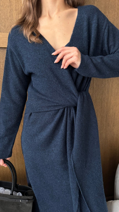 Keira Knit Wrap Dress - Midnight