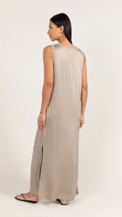 Oona Satin Dress - Dove Grey