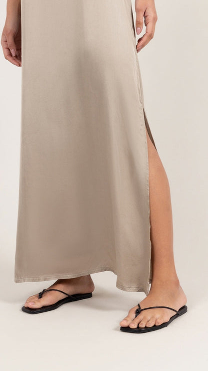 Oona Satin Dress - Dove Grey