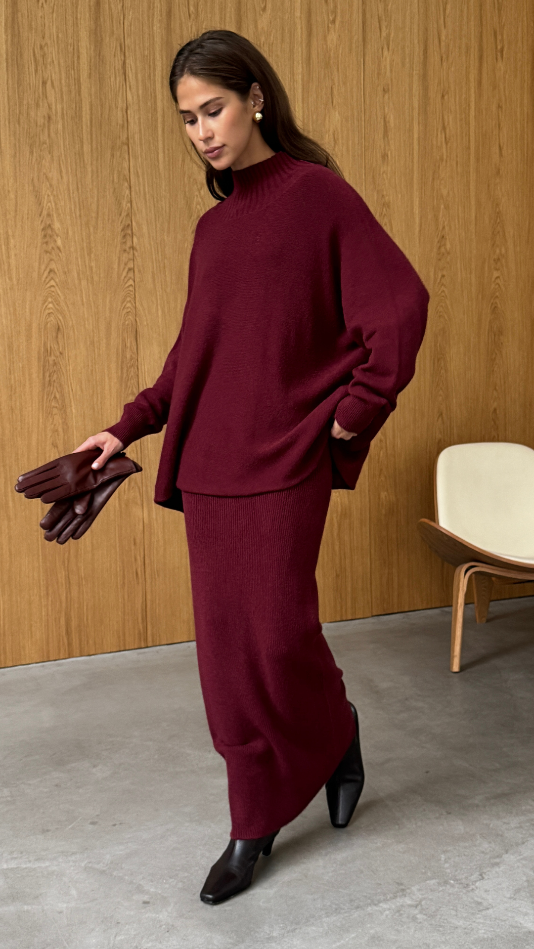 Alma Pencil Skirt - Dark Cherry