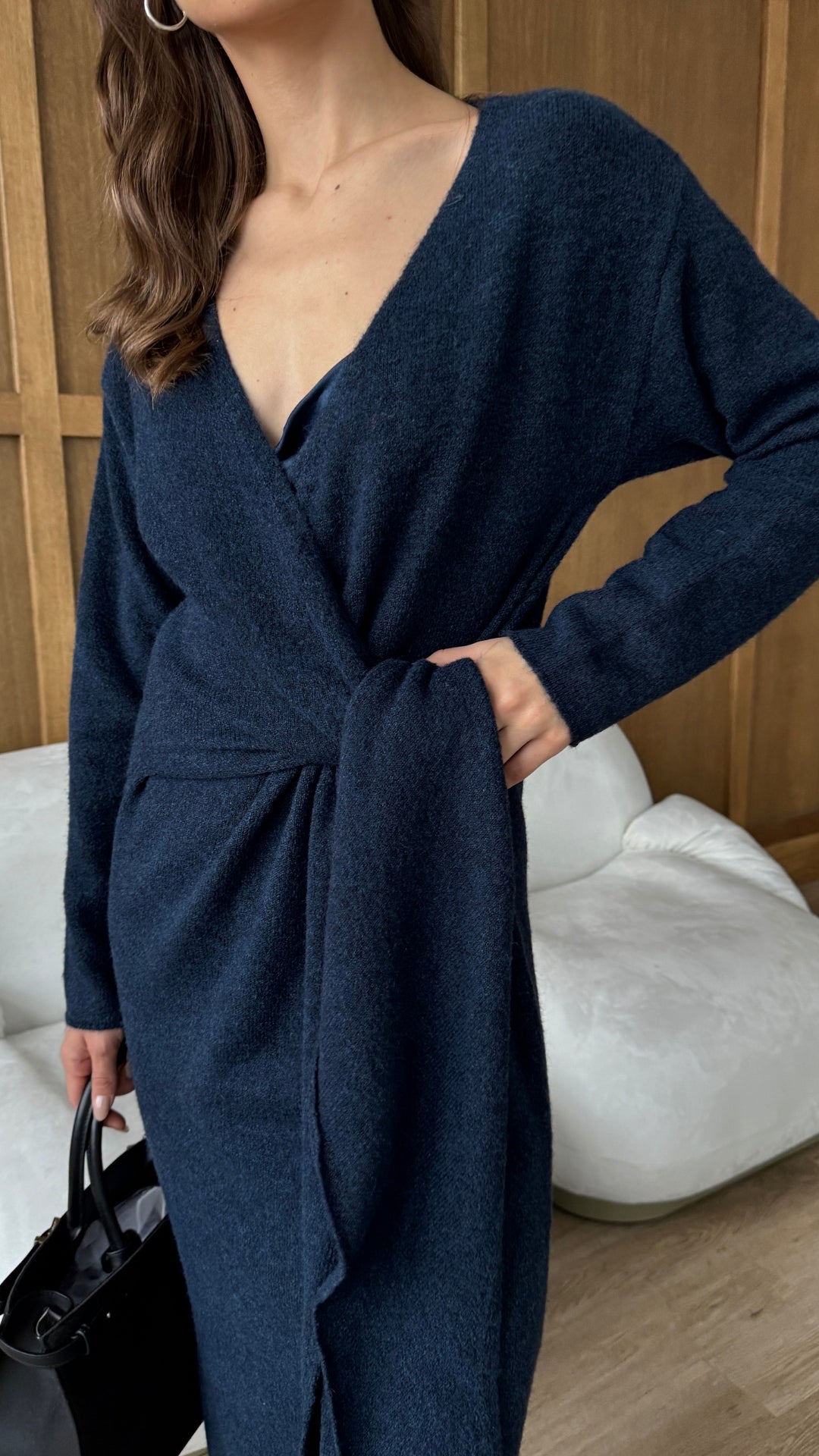 Keira Knit Wrap Dress - Midnight
