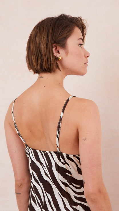 Lana Satin Dress - Zebra Print