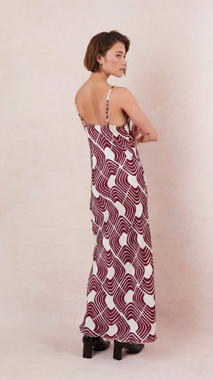 Lana Satin Dress - Geometric Print
