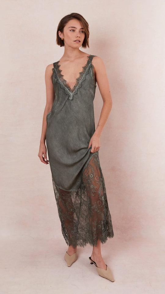 Solange Slip Dress- Khaki