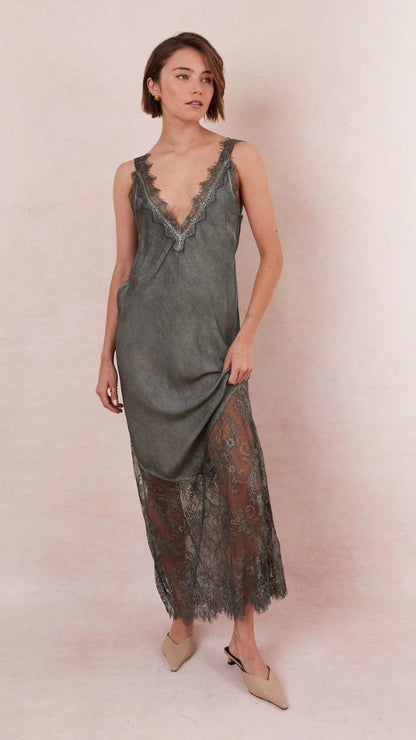 Solange Slip Dress- Khaki