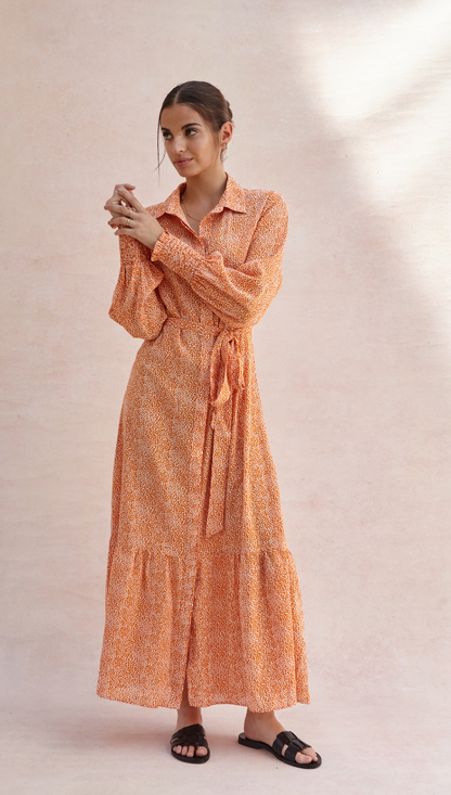 Alina Shirt Dress - Auburn Print