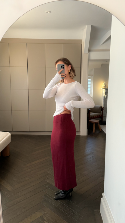 Alma Pencil Skirt - Dark Cherry