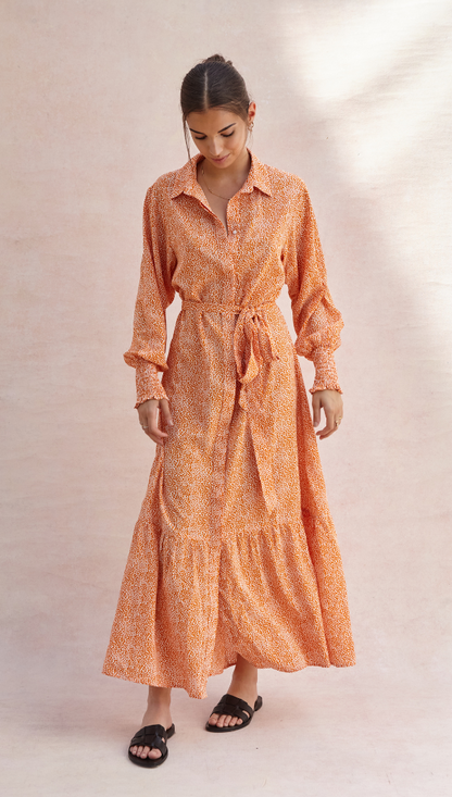 Alina Shirt Dress - Auburn Print