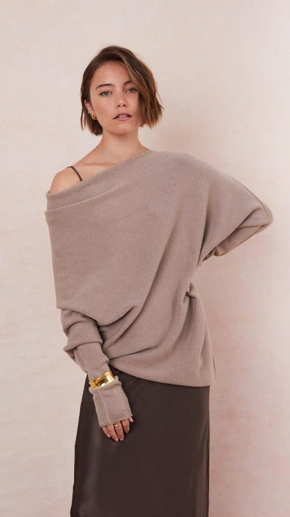 Natalie Asymmetric Sweater - Smoke