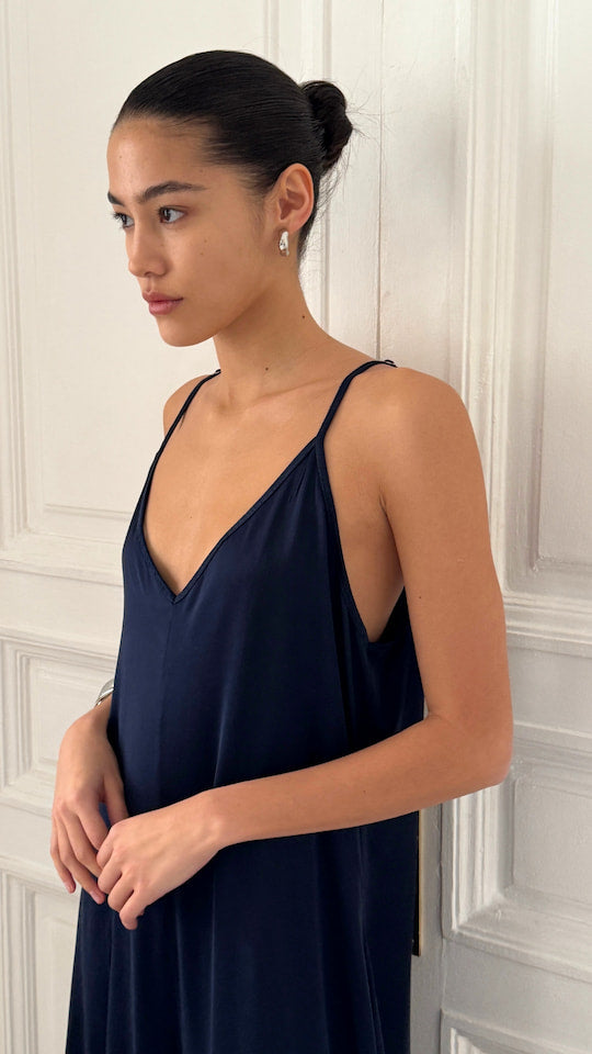 Natalie Satin Jumpsuit - Deep Blue