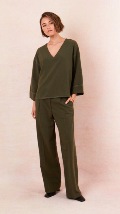 Nelly Crepe Trousers - Khaki