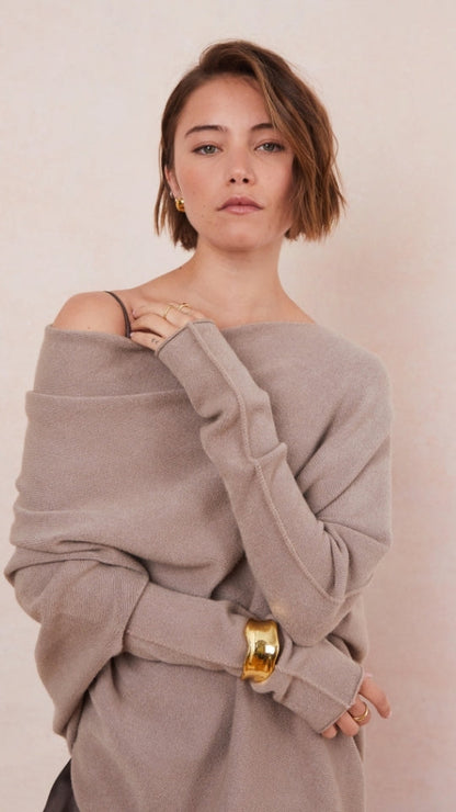 Natalie Asymmetric Sweater - Smoke