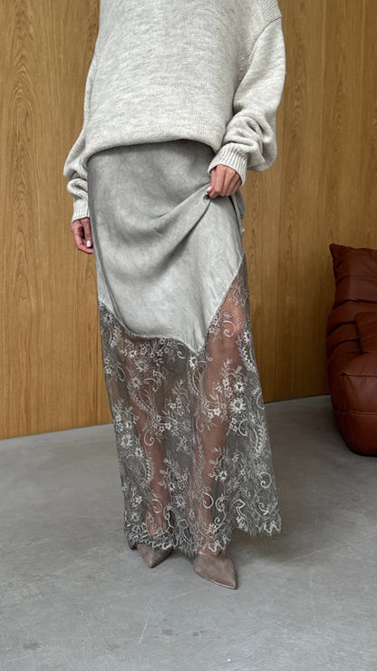 Solene Lace Skirt - Taupe