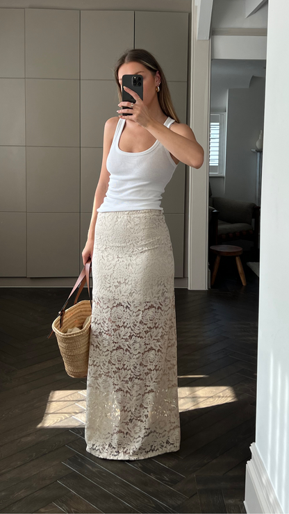 Alba Lace Skirt - Sand