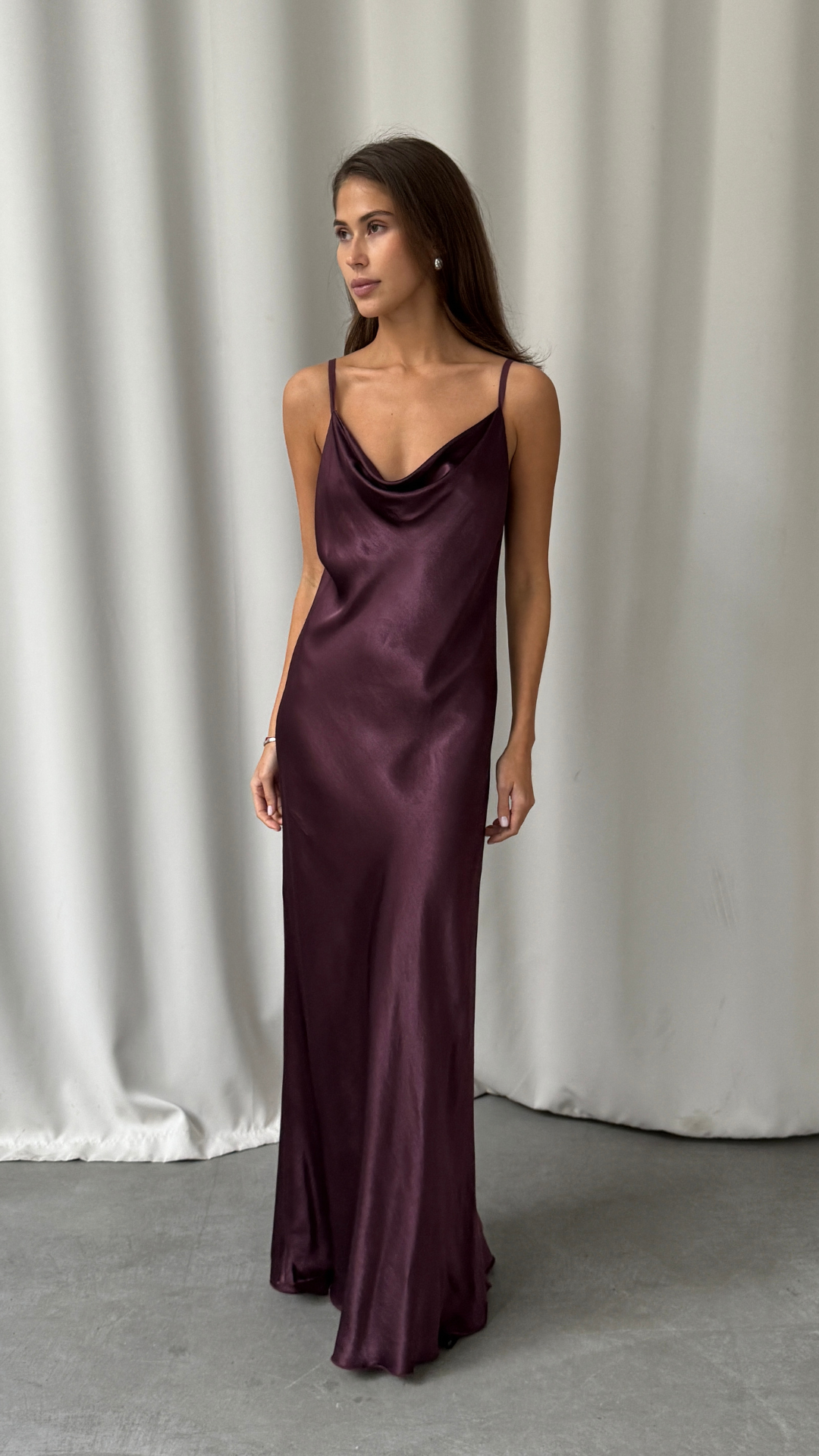 Alena Satin Dress - Burgundy