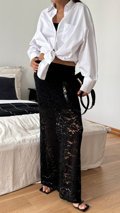 Alba Lace Skirt - Black