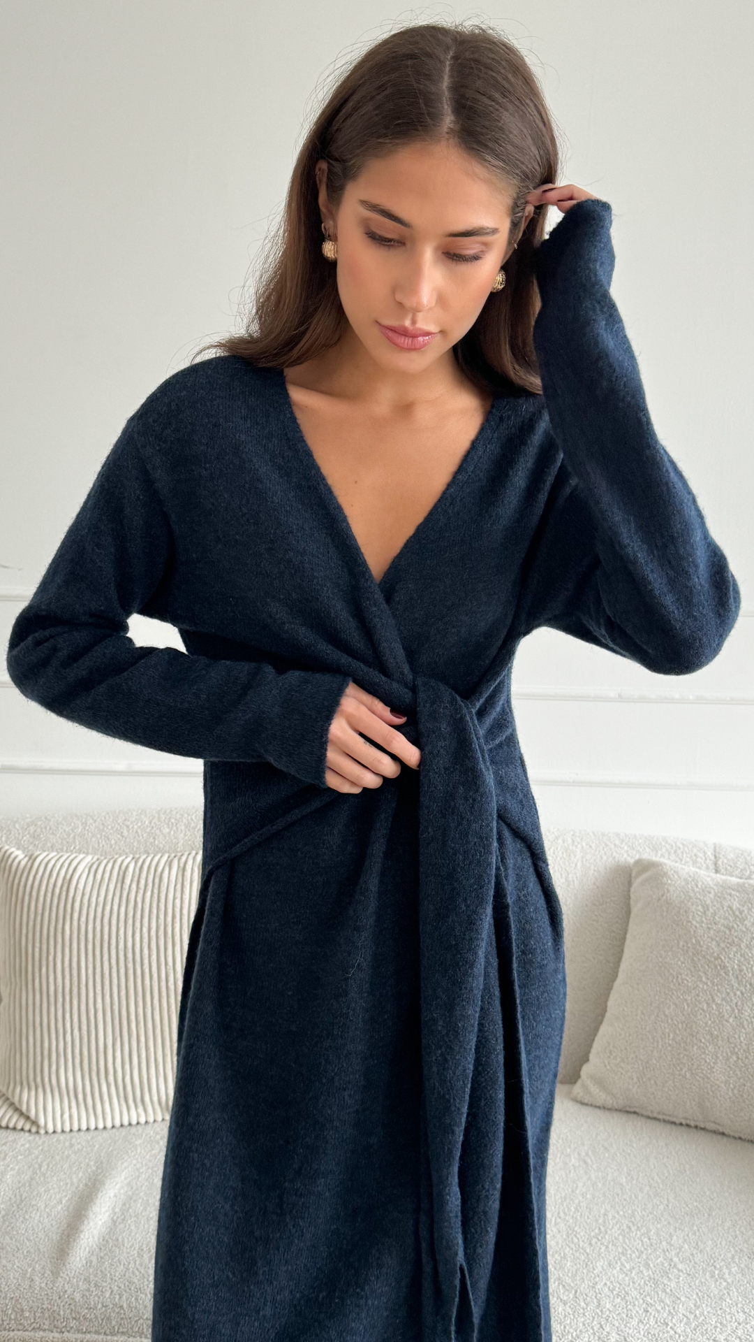 Keira Knit Wrap Dress - Midnight