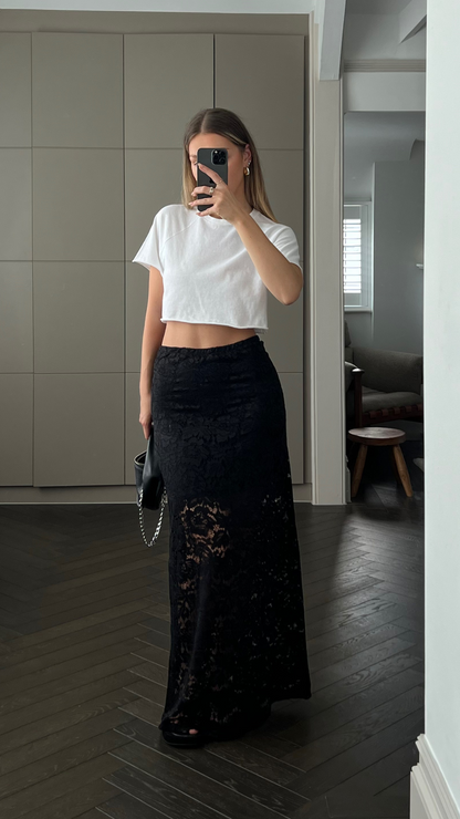 Alba Lace Skirt - Black