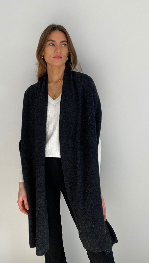 Cashmere Travel Wrap - Dark Grey Melange