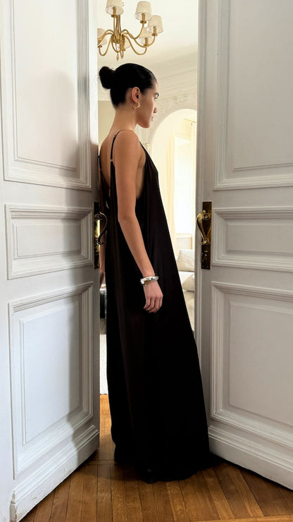 Natalie Satin Jumpsuit - Dark Espresso