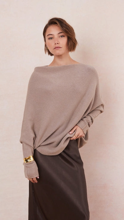 Natalie Asymmetric Sweater - Smoke