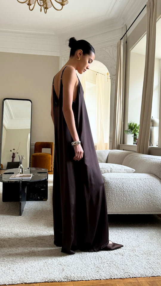 Natalie Satin Jumpsuit - Dark Espresso