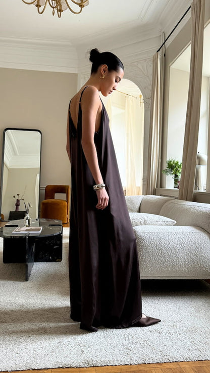 Natalie Satin Jumpsuit - Dark Espresso